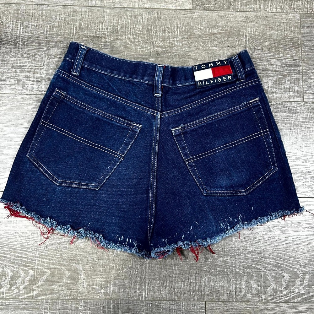 Tommy Hilfiger Cut-Out Shorts Women's 32/32 Blue Denim Distressed Beach Outdoor - Picture 3 of 8